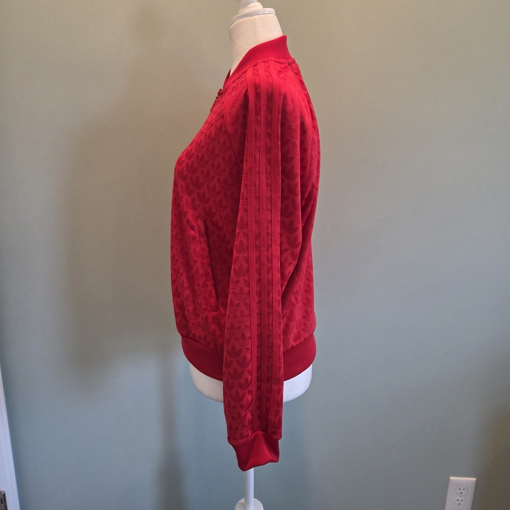 Adidas Red Track Jacket Geometric Pattern Size La… - image 6